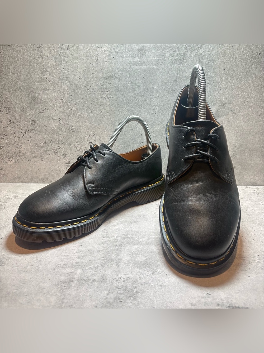 Vtg Doc Dr Martens 1461 Made in England Black Chunky Leather Oxfords Womens 7